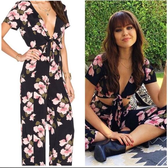 Privacy Please Kyan Jumpsuit in Belleville Floral Front Tie- Size XS - Picture 1 of 14